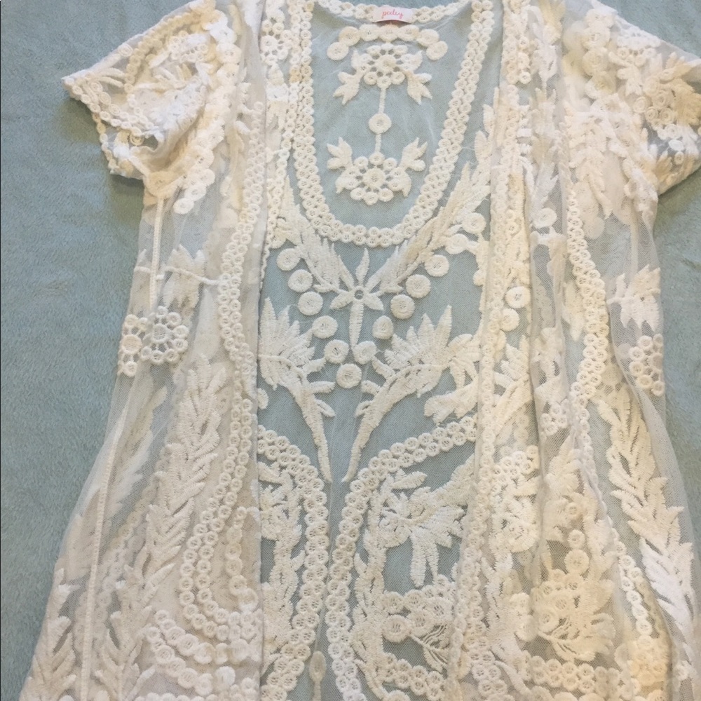 Cream colored lace cover up bathing suit